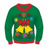 Forum Novelties FRM-75889XL Green Musical Light-Up Jingle Bells Adult Ugly Christmas Sweater