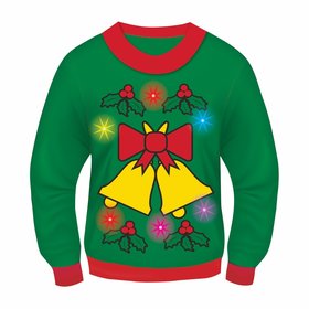 Forum Novelties FRM-75889XL Green Musical Light-Up Jingle Bells Adult Ugly Christmas Sweater