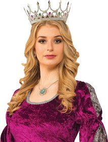 Royal Queen Costume Crown Silver With Jewels Adult Women