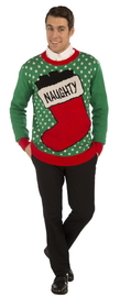 Forum Novelties Naughty Stocking Ugly Christmas Sweater Adult