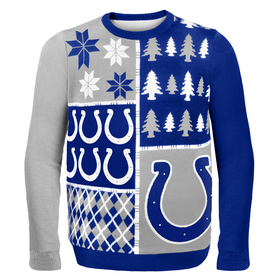 Forever Collectibles FVC-UGYBBLKICL Indianapolis Colts Busy Block NFL Ugly Sweater