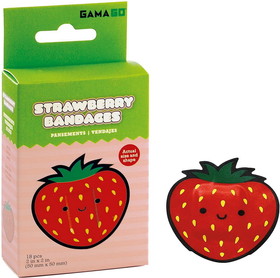 Gamago GMG-SF1899-C Strawberry Bandages | Set of 18 Individually Wrapped Self Adhesive Bandages