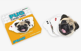 Gamago GMG-SF1986-C Pug-Shaped Playing Cards, 52 Card Deck + 2 Jokers