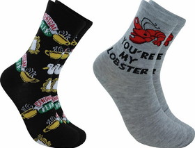 Hypnotic Socks HYP-IN2946-C Friends Lobster and Cerntal Perk Novelty Unisex Crew Socks, 2 Pairs