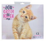 Hypnotic Socks HYP-IN4022-C You Gotta Be Kitten Me Womens 12 Days of Socks in Advent Gift Box