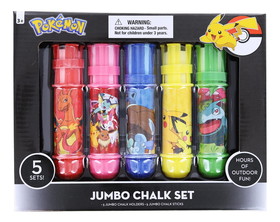 Innovative Designs IAD-709480POK-C Pokemon 5 Pack Jumbo Sidewalk Chalk with Holders
