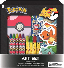 Innovative Designs IAD-709484POK-C Pokemon Kids Coloring Art Set with Stickers and Stampers