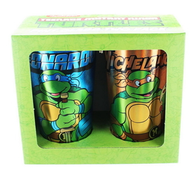 Just Funky Teenage Mutant Ninja Turtles Leo & Mike Foil Print Pint Glass 2-Pack