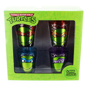 Teenage Mutant Ninja Turtles Heads Foil Shot Glass 4-Pack