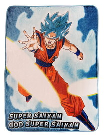 Just Funky Dragon Ball Super Goku Super Saiyan Blue Fleece Throw Blanket 60 x 45 Inches