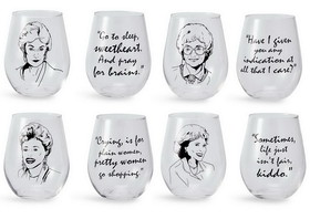 Just Funky The Golden Girls Stemless Wine Glass Collectible Set Each Holds 16 Ounces
