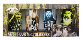 Just Funky Duck Commander Logo/Faces 16oz Pint Glass 4-Pack