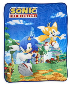 Just Funky JFL-SH-BL-5094-C Sonic The Hedgehog Sonic & Tails Large Fleece Throw Blanket 60 x 45 Inches