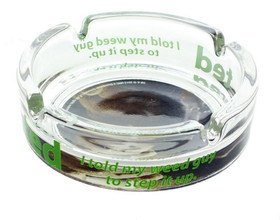 Just Funky JFL-TED-ASH-4981-C Ted "I Told My Weed Guy To Step It Up" Clear Glass Ashtray