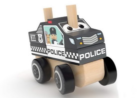J'adore JRE-832159POL-C J'adore Police Car Wooden Stacking Toy