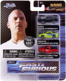 Jada Toys JTY-31123-C Fast and the Furious Nano Hollywood Rides 3-Pack | Set A
