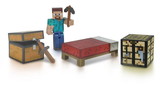 Jazwares JZW-16450-C Minecraft 3" Series 1 Survival Kit Pack with Leather Steve Figure