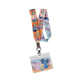 Loungefly LFY-WDL0474-C Disney Angel and Stitch Snow Cone Lanyard with Card Holder and 4 Pins