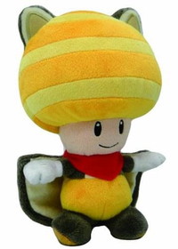 Little Buddy LTB-01314-C Super Mario Bros Flying Squirrel Yellow Toad 8" Plush Doll