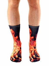 Flame Photo Print Crew Socks