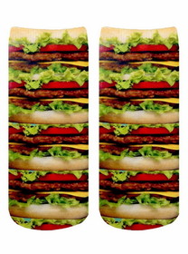 Living Royal LVR-4103C-C Stacked Hamburgers Photo Print Crew Socks