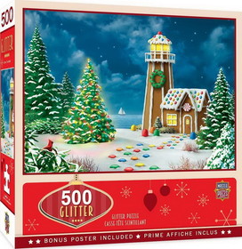 MasterPieces MAP-31732-C Gingerbread Lighthouse 500 Piece Glitter Jigsaw Puzzle
