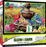 Garden of Song 500 Piece Hidden Images Glow In The Dark Jigsaw Puzzle