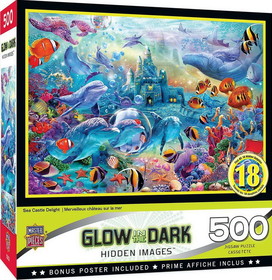 MasterPieces MAP-32018-C Sea Castle Delight 500 Piece Hidden Images Glow In The Dark Jigsaw Puzzle