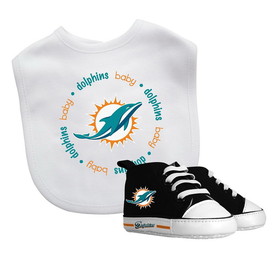 MasterPieces MAP-MID2020-C Miami Dolphins NFL 2-Piece Baby Gift Set | Bib & Pre-Walkers