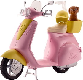 Mattel MAT-FRP56-C Barbie Pink Moped Scooter with Puppy