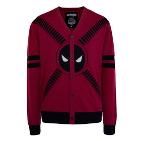 Mighty Fine Deadpool 5 Button Adult Cardigan Sweater