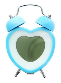 Nerd Block Heart Shaped Twin Bell Digital Alarm Clock, Blue