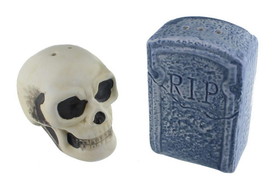 Nerd Block NBK-200001-C Graveyard Skull and Tombstone Salt and Pepper Shakers