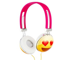 Nerd Block NBK-820-EMJ-HRT-C Emoji Overhead Stereo Headphones, Heart Eyes