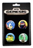 Nerd Block NBK-SGAGNSIS-C Sega Genesis Classic Game Characters Button 4 Pack