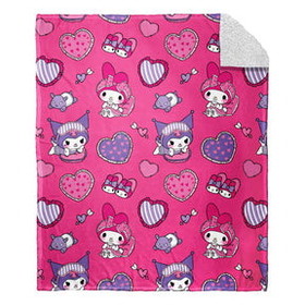 The Northwest Group NHG-38800-0004-C Sanrio My Melody and Kuromi Pillow Fight Sherpa Throw Blanket | 50 x 60 Inches