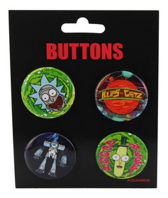 NMR Distribution NMR-93821-C Rick and Morty Carded Button 4-Pack