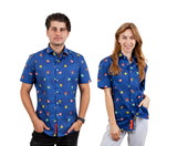 Opposuits Super Mario Bros. Icons Navy Button-Up Short Sleeve Adult Shirt