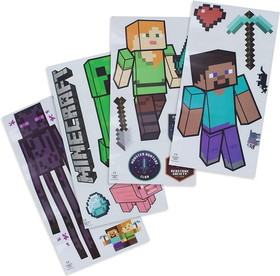 Paladone Products PLD-PP6586MCFTX-C Minecraft Characters Removable Vinyl Stickers, 4 Sheets