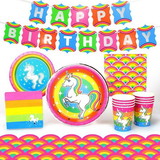 Prime Party PMP-1028-C Rainbow Unicorn Birthday Party Supplies Pack 66 Pieces Serves 8 Guests