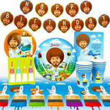 Prime Party PMP-1038-C Bob Ross Friends Birthday Party Supplies Pack 66 Pieces Serves 8 Guests