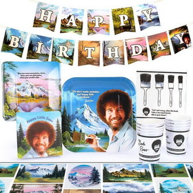 Prime Party PMP-1048-C Bob Ross Classic Birthday Party Supplies Pack 66 Pieces Serves 8 Guests