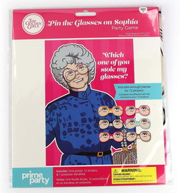 Prime Party PMP-1060PTT-C The Golden Girls Pin the Glasses on Sophia Party Game | Poster: 19.5" x 27.5", Includes 12 glasses (stickers) and one polyester blindfold.