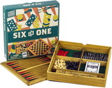 Professor Puzzle USA PPU-WGW0339US-C Wooden Games Compendium Portable Six in One Combination Game Set