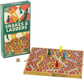 Professor Puzzle   PPU-WGW1548-C Snakes and Ladders | Classic Wooden Family Board Game