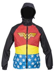 DC Wonder Woman Womens Zip Raincoat Hooded Jacket, Small
