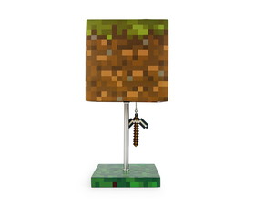 Robe Factory RBF-16093-C Minecraft Grass Block Desk Lamp With Pickaxe 3D Puller | 14 Inches Tall