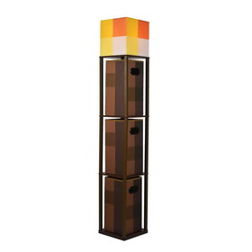 Minecraft Brownstone Torch Standing Floor Lamp and Storage Unit, 5 Feet Tall