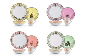 Disney Princess 16-Piece Ceramic Dinnerware Set Collection 3, Plates, Bowls & Mugs