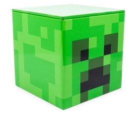 Robe Factory RBF-16728-C Minecraft Creeper Tin Storage Box Cube Organizer with Lid | 4 Inches